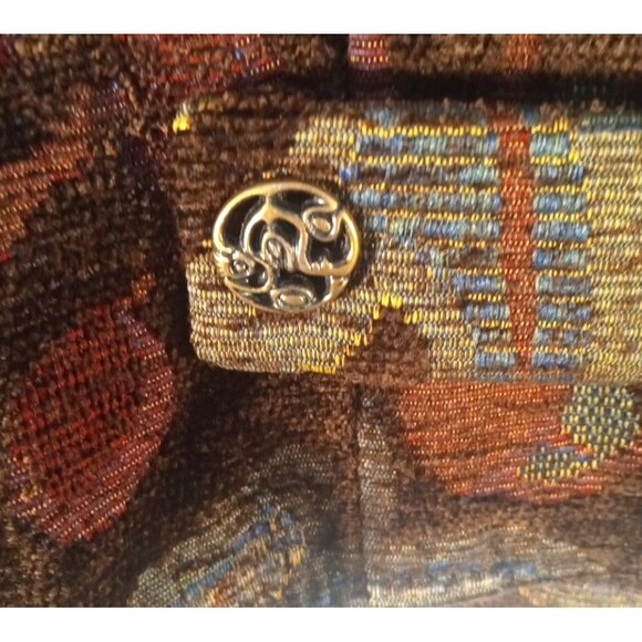 Silverado Floral Tapestry Cropped Blazer Jacket Women's  M Brown Chenille Boho - Picture 11 of 12